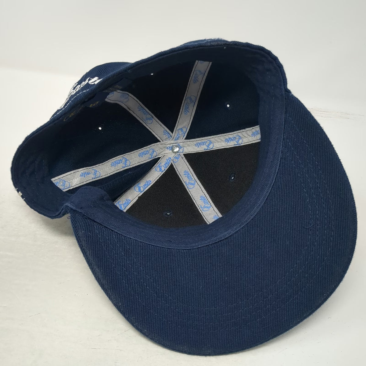 Exsto Baseball Cap Blue 7 1/4 Contrast Stitching Flat Brim Graphic Hat