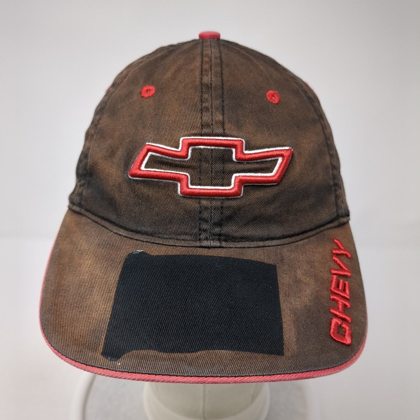Chevy Strapback Hat Black One Size Adjustable Embroidered 6 Panel