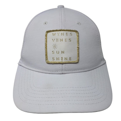 Wines Vines & Sunshine Slideback Hat White OSFM Adjustable Fahrenheit
