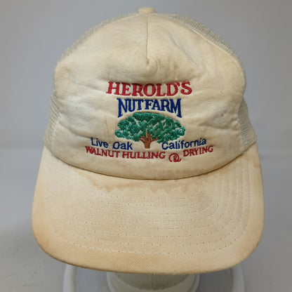 Designer Award Trucker Hat Beige One Size Herold's Nut Farm California Mesh Hat