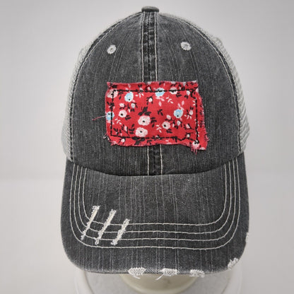 Gracie Designs Ponyback Trucker Hat Gray OS Adjustable Mesh Floral Distressed