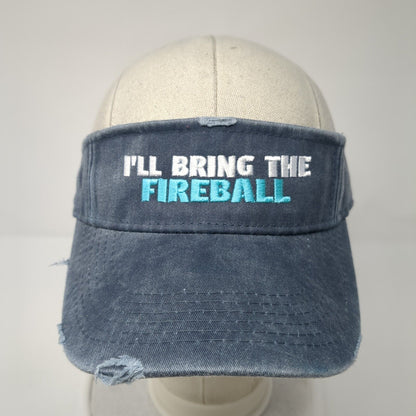 I'll Bring The Fireball Strapback Sun Visor Hat Blue One Size Distressed Adams