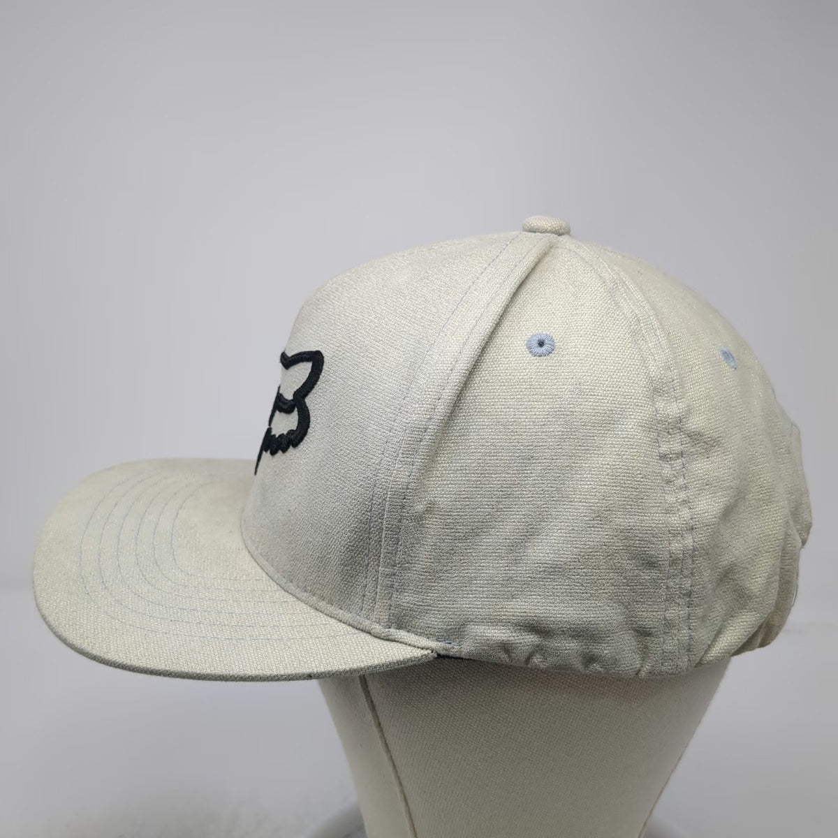 Fox 5 Panel Hat Beige One Size Snapback Embroidered Fox Head Logo Cap Motocross