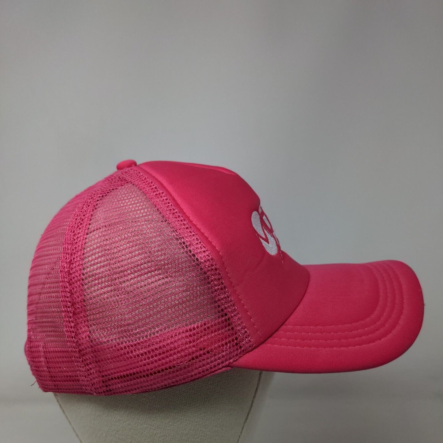 Move Athletics Snapback Mesh Back Trucker Hat Pink One Size Embroidered