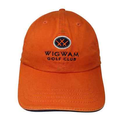 Wigwam Golf Club Slideback Hat Orange OSFA Adjustable Embroidered Cotton
