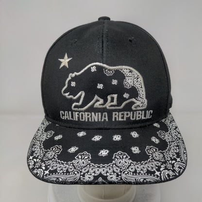 California Republic Snapback Hat Black OS Adjustable Embroidered Ace Cap Inc