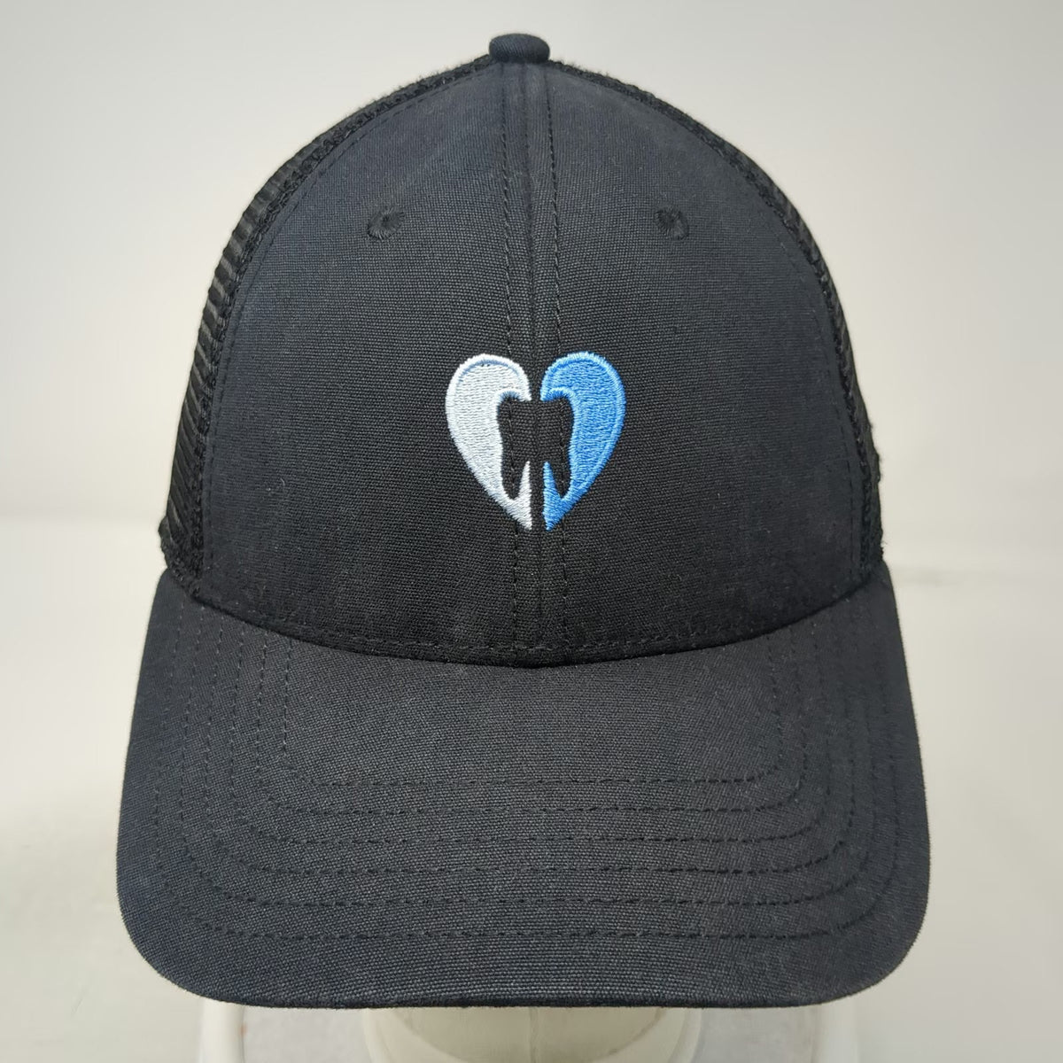 The North Face Trucker Hat Black One Size Snapback Mesh Heart Tooth Dental Logo