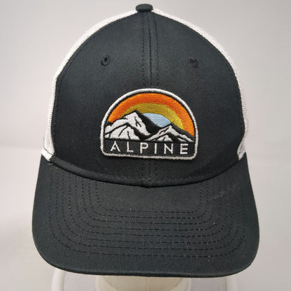 Alpine Mountain Rainbow Patch Black Trucker Hat One Size Snapback Mesh Hat