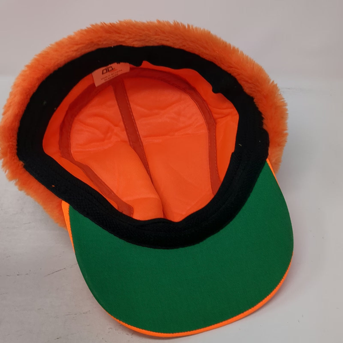 Outdoor Cap Trapper Cap Orange One Size Hat Faux Fur Ear Flaps Hunting Green