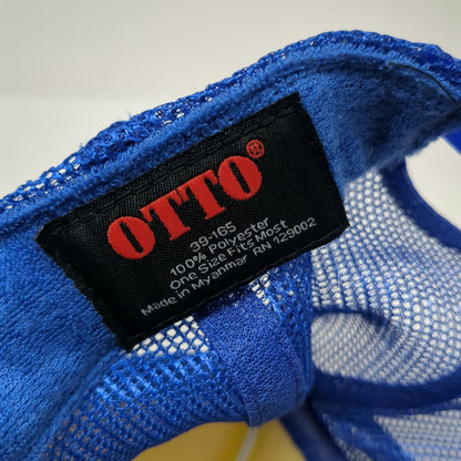 Otto Trucker Hat White Blue Red One Size Mesh Back Snapback Hot Dog Shot Graphic