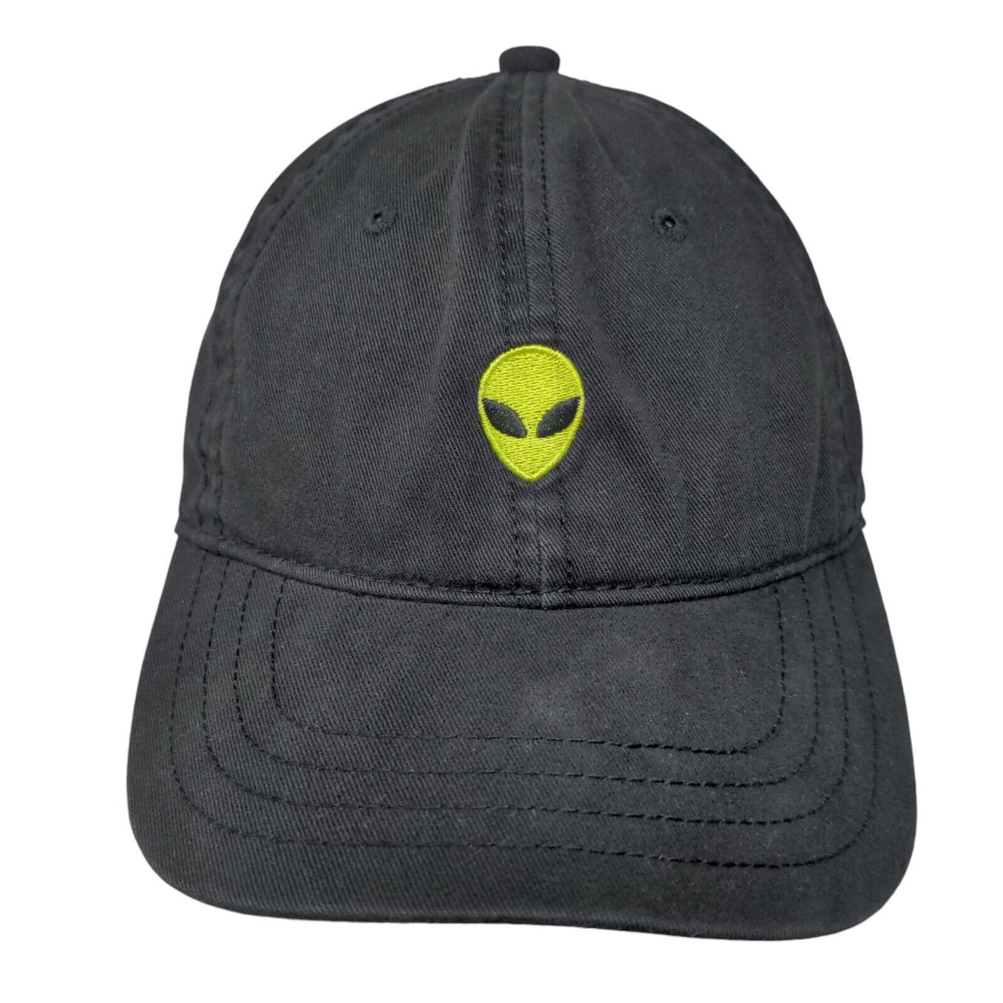 Green Alien Head Slideback Hat Black One Size Adjustable Embroidered