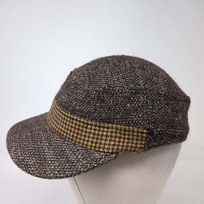 ExOfficio Army Cap Hat Brown Brown Tweed Made in USA Houndstooth Band Vintage