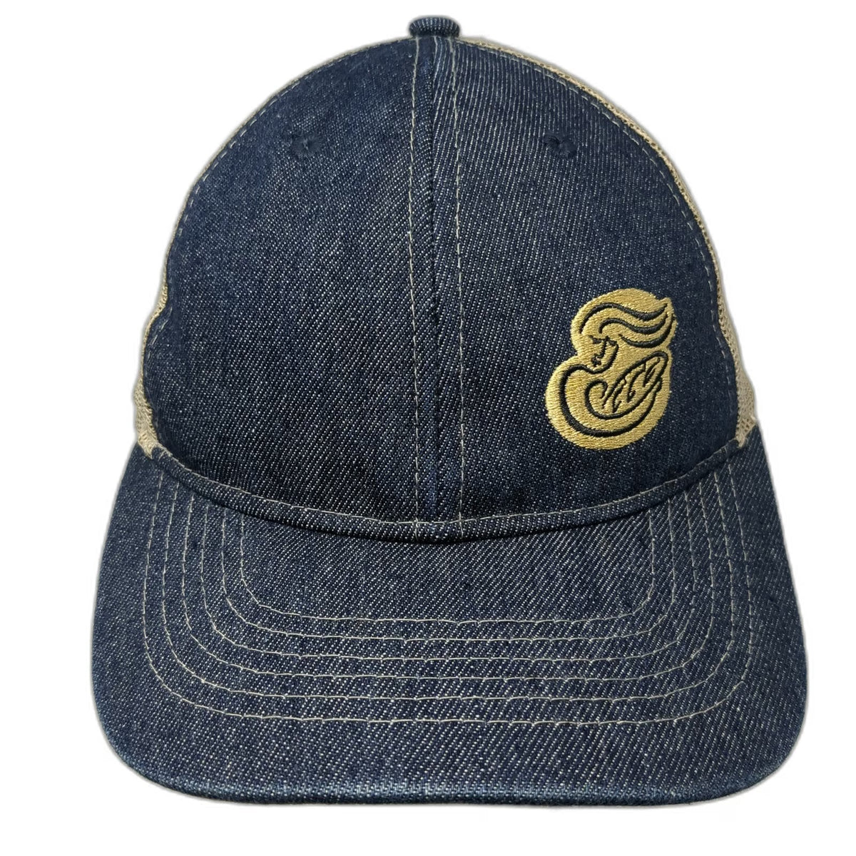 Union Resource Marketing Baseball Cap Blue Beige One Size Mesh Back Denim Hat
