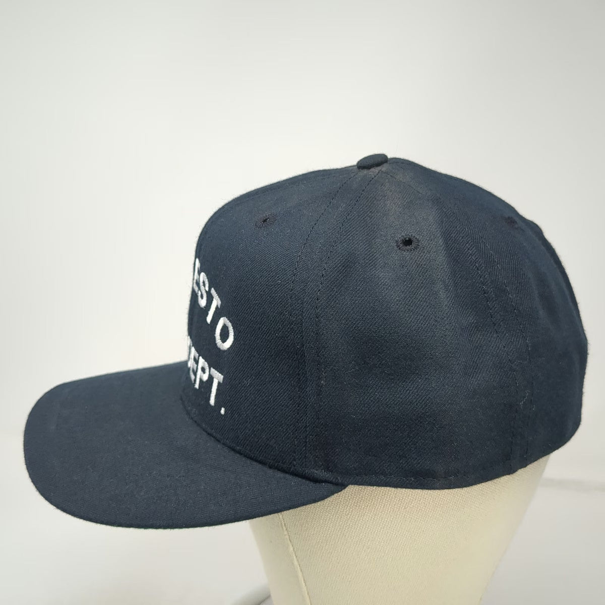 New Era Modesto Fire Dept Baseball Cap Hat Blue 7 3/4 Fitted Vintage USA
