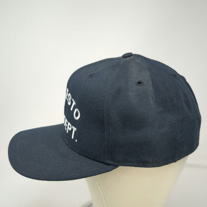 New Era Modesto Fire Dept Baseball Cap Hat Blue 7 3/4 Fitted Vintage USA