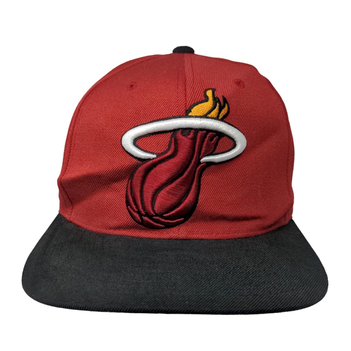 Mitchell & Ness Men's Snapback Hat Red Embroidered Miami Heat Logo NBA