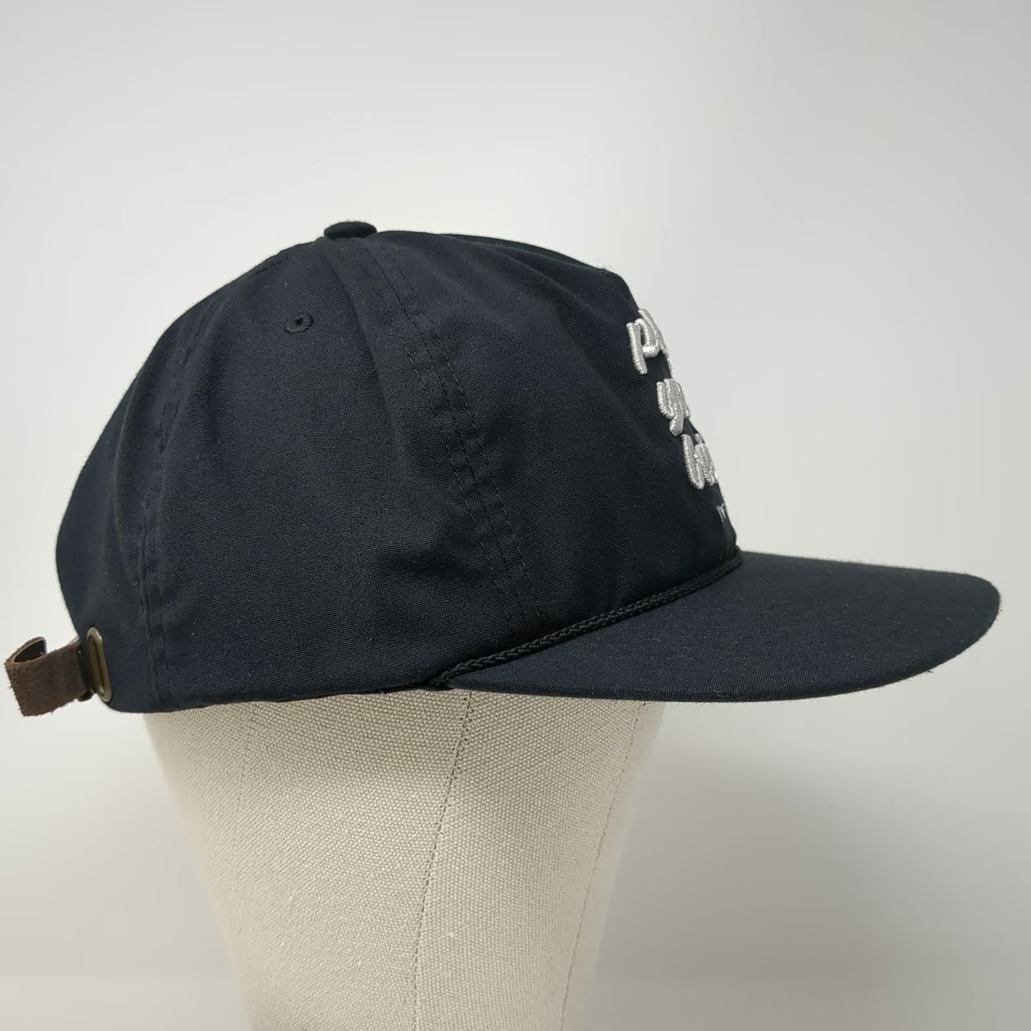 PING 5 Panel Black One Size Leather Strap Rope Script Logo Golf Hat sensorcool