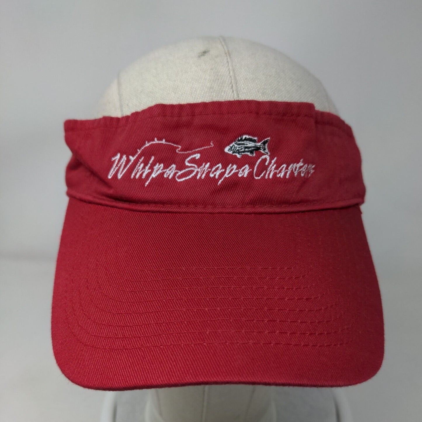 Whipa Snapa Charters Strapback Sun Visor Hat Red One Size Port & Company