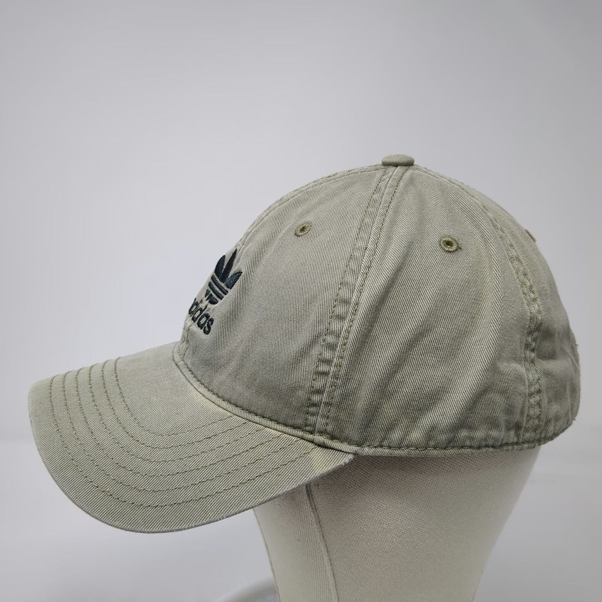 Adidas Baseball Cap Green One Size Cotton Trefoil Logo Strapback Curved Brim Hat