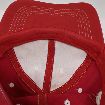 Unbranded Strapback Hat Red One Size Adjustable Vented Holes 6 Panel Blank