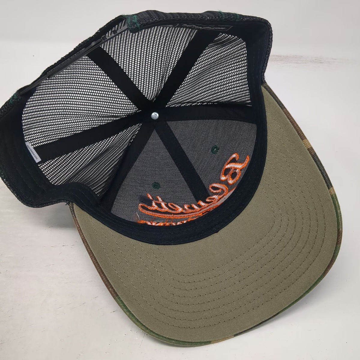 Richardson Trucker Hat Green OSFM Woodland Camo Orange Blewett Brewing Snapback