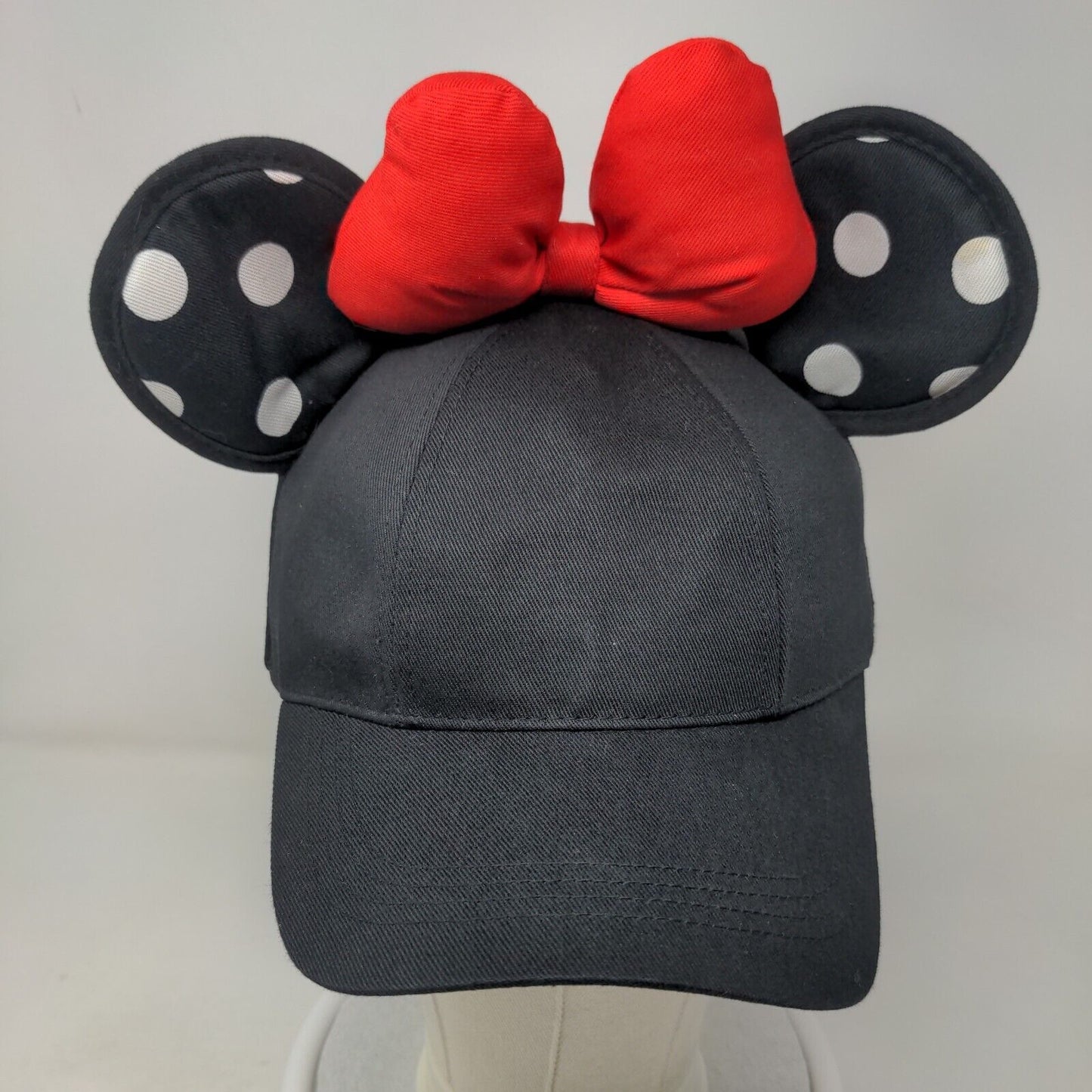 Minnie Mouse Adult Snapback Hat Black 57-60cm Polka Dot Ears Bow Disney Parks