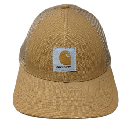 Carhartt Snapback Hat Brown Mesh Back Patch Made in USA Trucker Cap Vintage