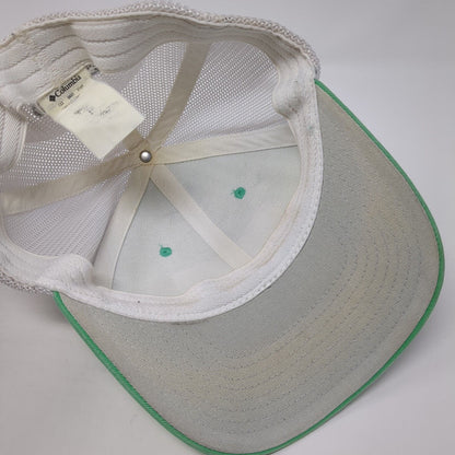 Columbia Fish Flag Fitted Trucker Hat Green S/M Lightweight Mesh Back 6 Panel