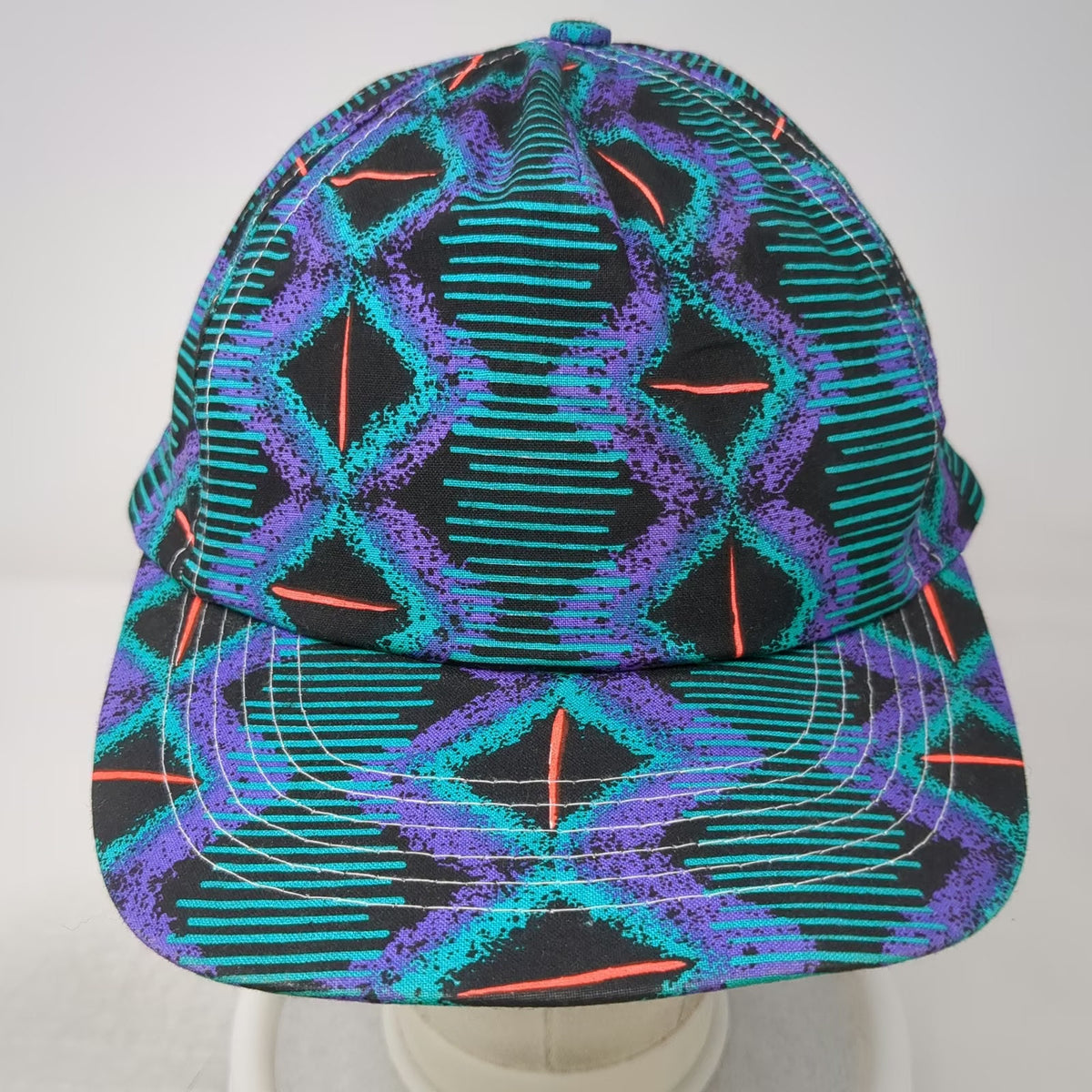 Cameo 5 Panel Black Purple Green One Size All Over Print Abstract Pattern Hat