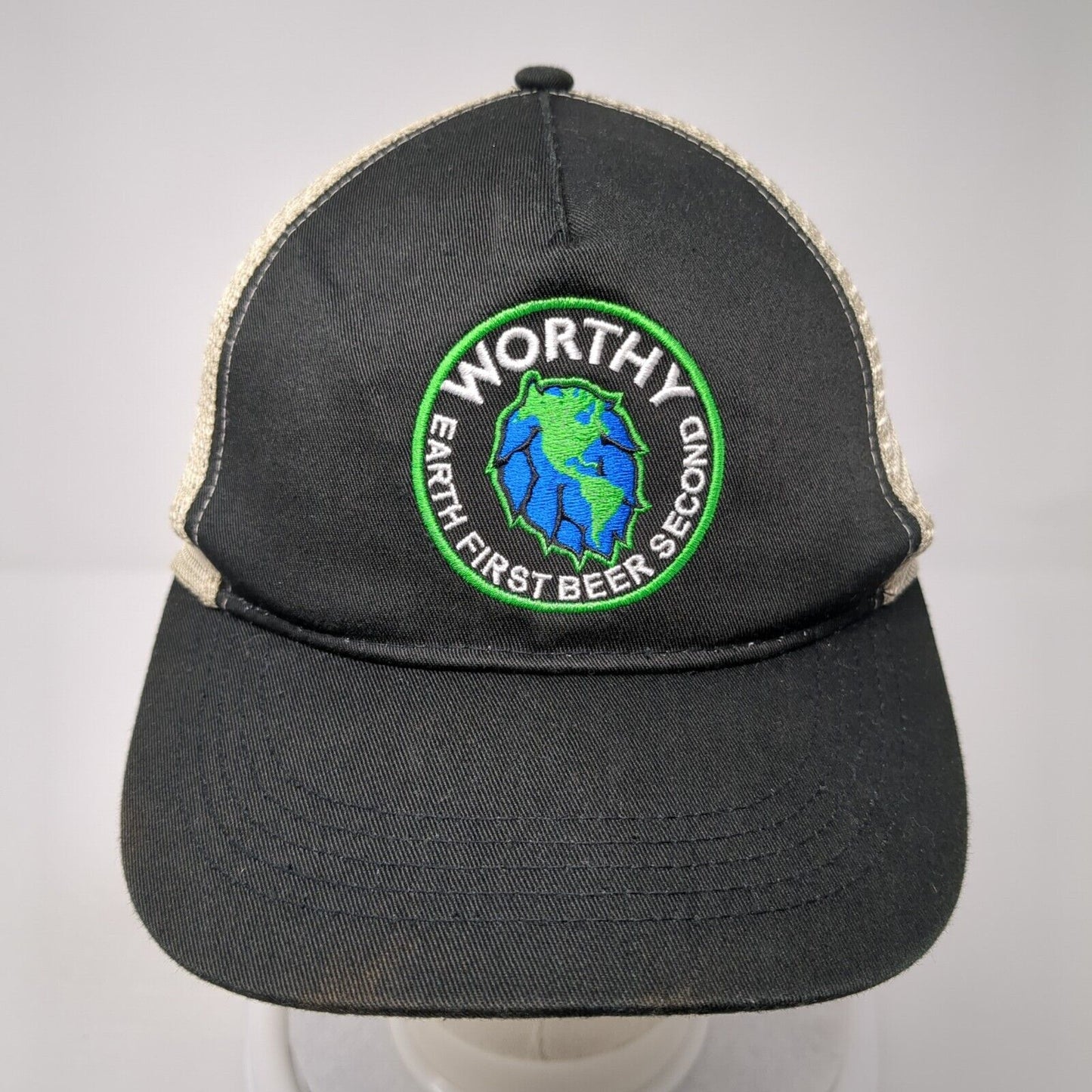Worthy Earth First Beer Second Snapback Trucker Hat Black One Size