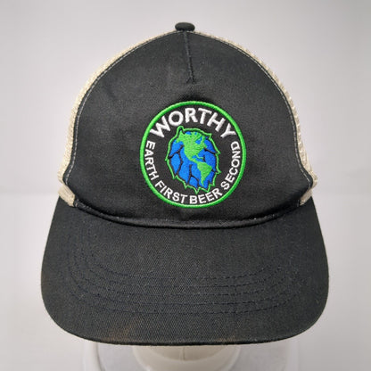 Worthy Earth First Beer Second Snapback Trucker Hat Black One Size