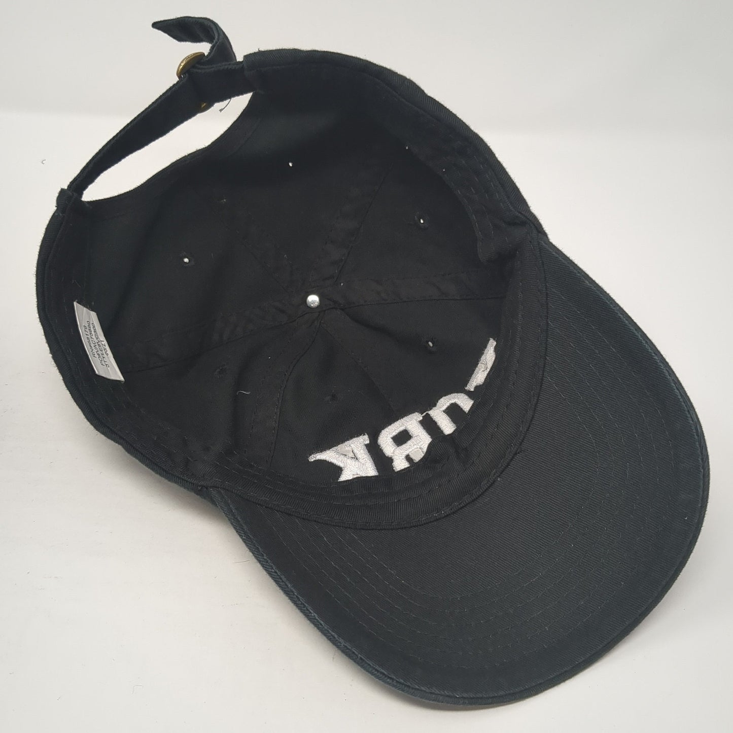 York Spell Out Slideback Hat Black One Size Adjustable Embroidered