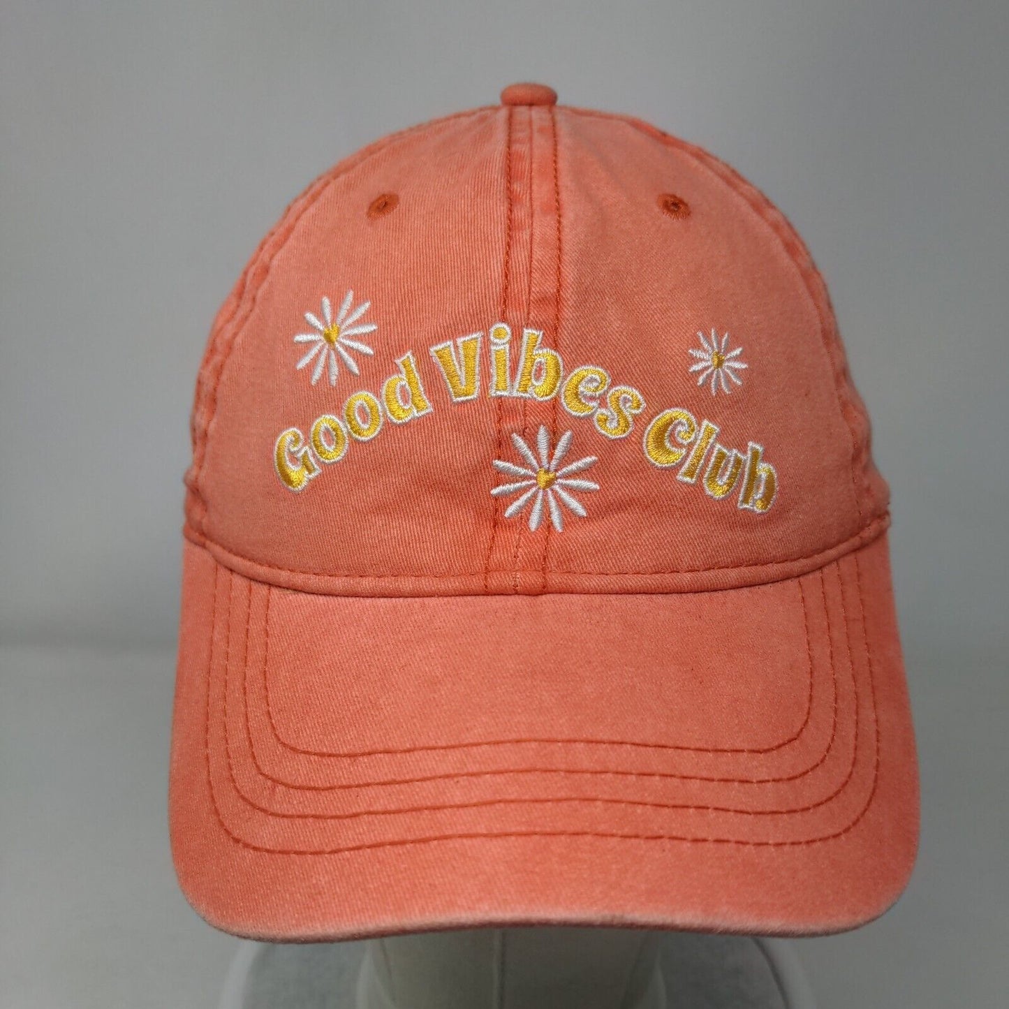 Good Vibes Club Slideback Hat Orange OSFM Embroidered Vent Holes