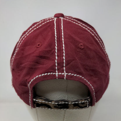 Happy Camper Strapback Hat Red One Size Embroidered Distressed KB ETHOS Vintage