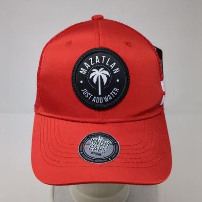 Mazatlan Just Add Water Snapback Trucker Hat Red OS 57cm Mesh Back Kndit Caps