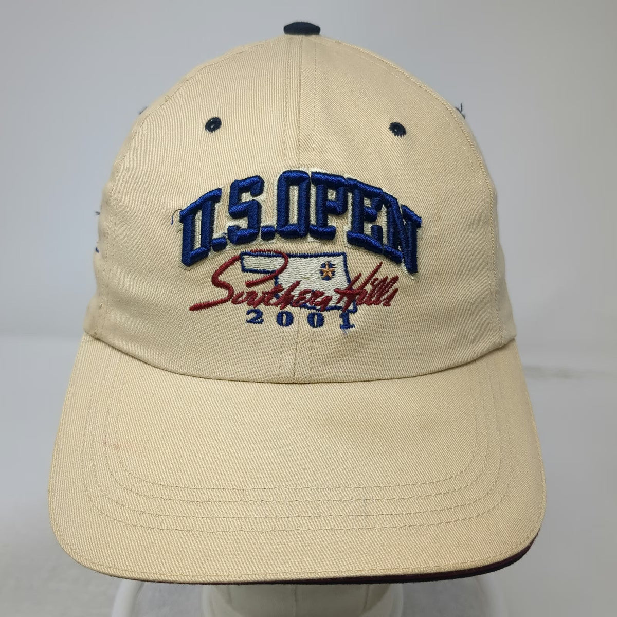 Ahead US Open 2001 Southern Hills Golf Oklahoma Beige Baseball Cap Hat Vintage
