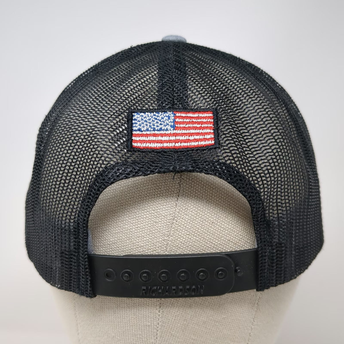 Richardson Trucker Hat Gray Black One Size Laird Manufacturing American Flag