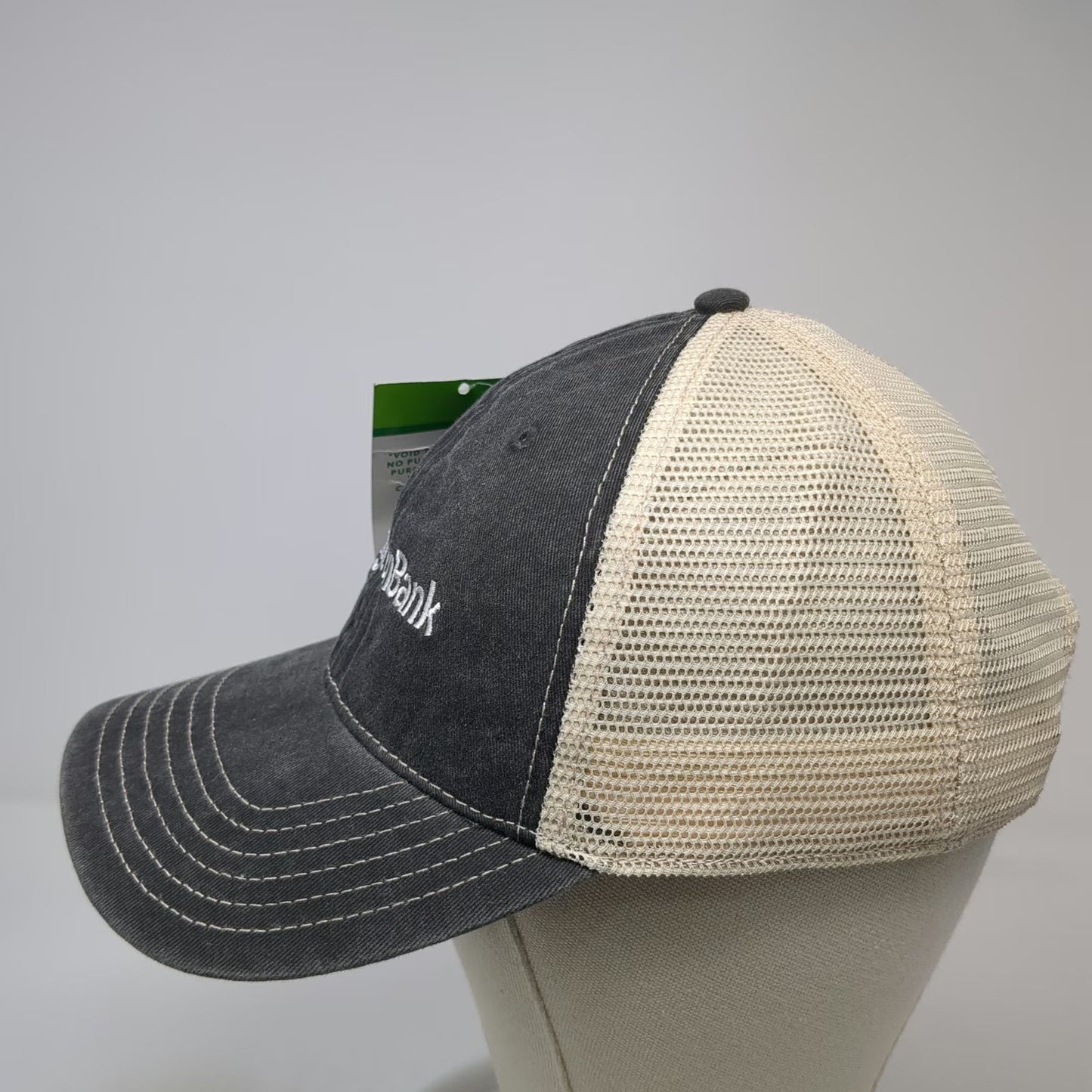 Cap America Trucker Hat Gray Beige One Size Abington Bank Logo Mesh Snapback