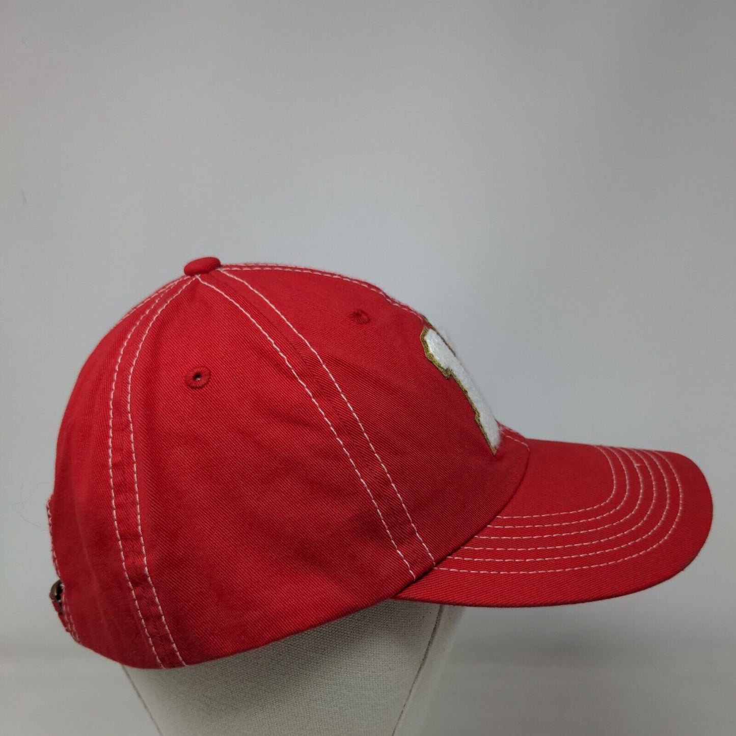 Number 17 Slideback Hat Red One Size Adjustable Embroidered 6 Panel Cotton