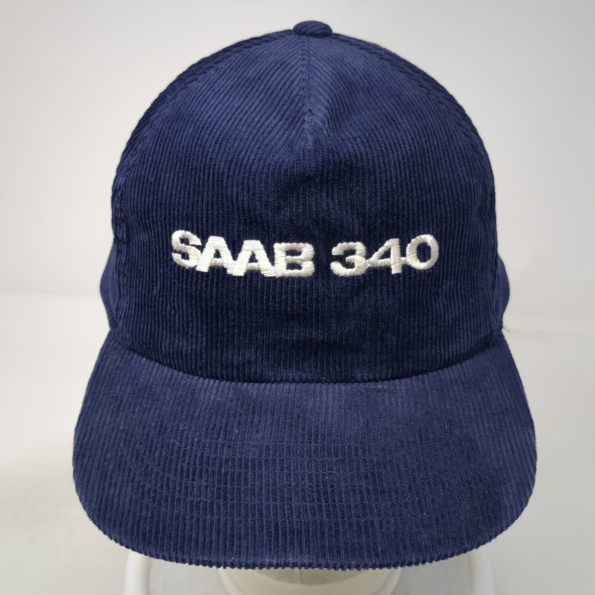 Saab 340 Yupoong Trucker Blue One Size Corduroy Snapback Hat Aviation Airplane