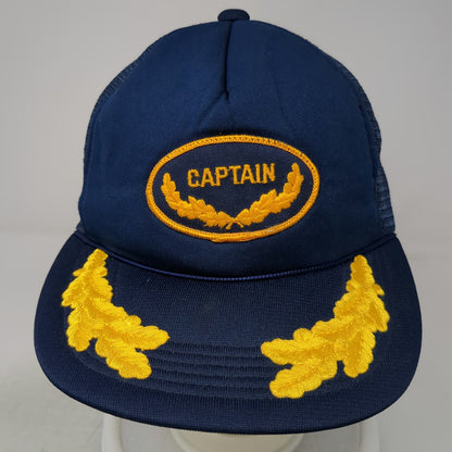 Signature Captain Yellow Scrambled Eggs Mesh Snapback Blue Trucker Hat Vintage