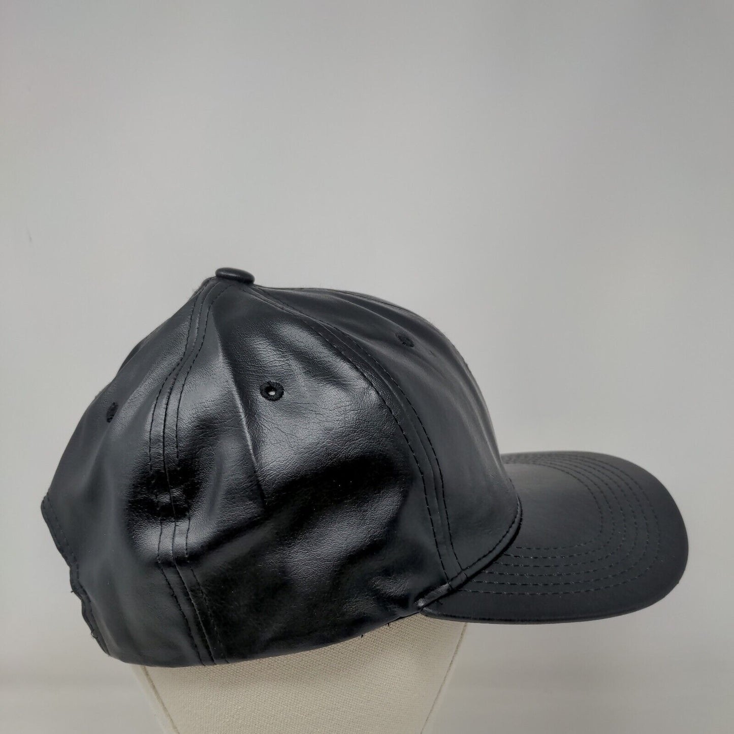 Hatco Snapback Hat Black One Size Adjustable Vegan Leather Solid Blank
