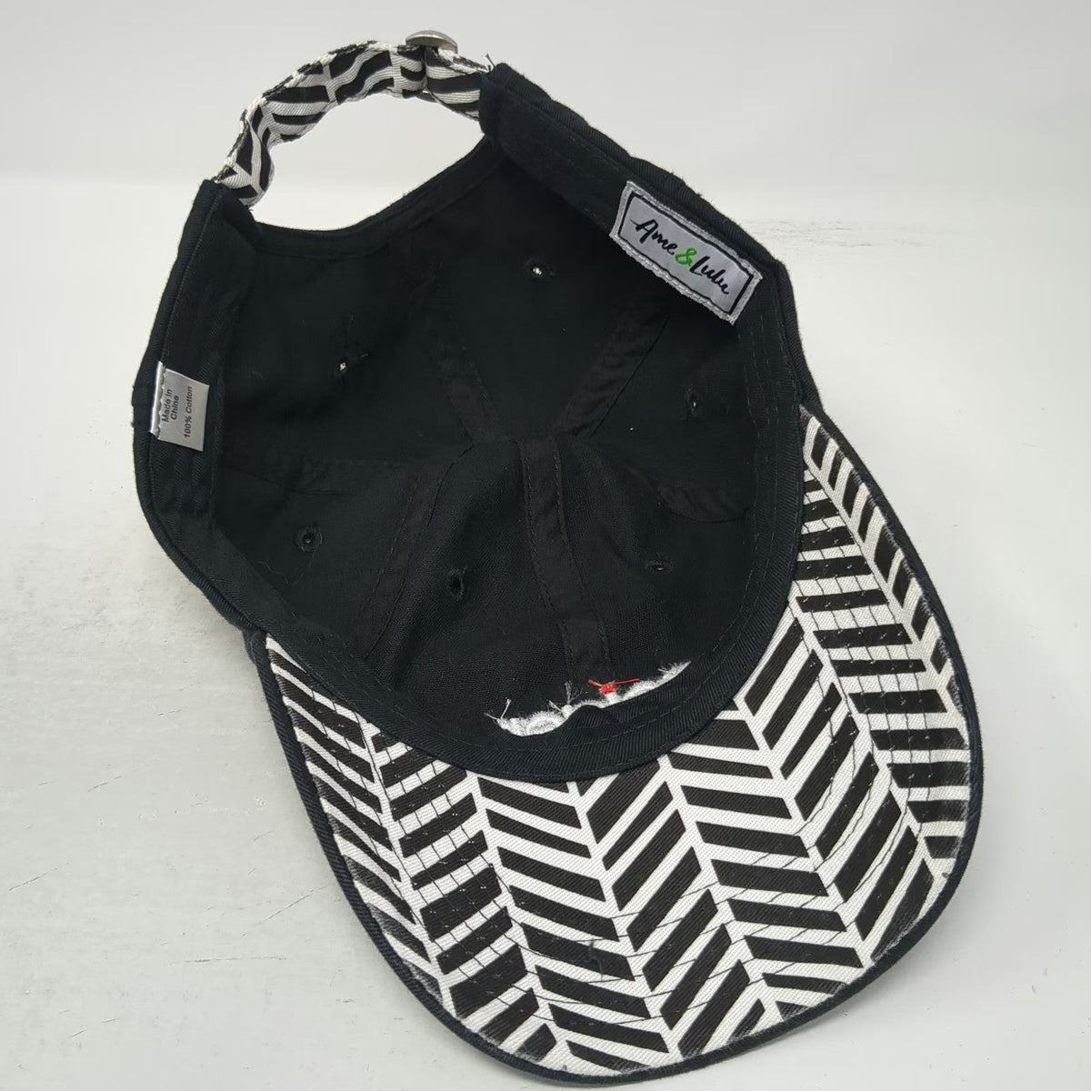 Ame & Lulu Geiger Baseball Cap Black One Size Chevron Underbrim Strapback Hat