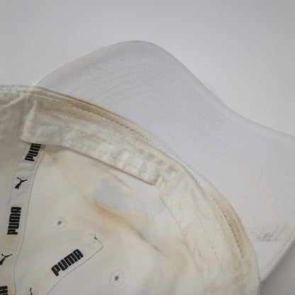 Puma Logo Snapback Hat White One Size Adjustable Solid Vent Holes Outdoor