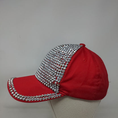 Unbranded Women's Bling Shiny Rhinestone Slideback Hat Red 100% Cotton