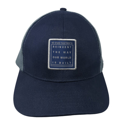 We Stand Together Reinvent The Way Our World Is Built Trucker Hat Blue OS Mesh