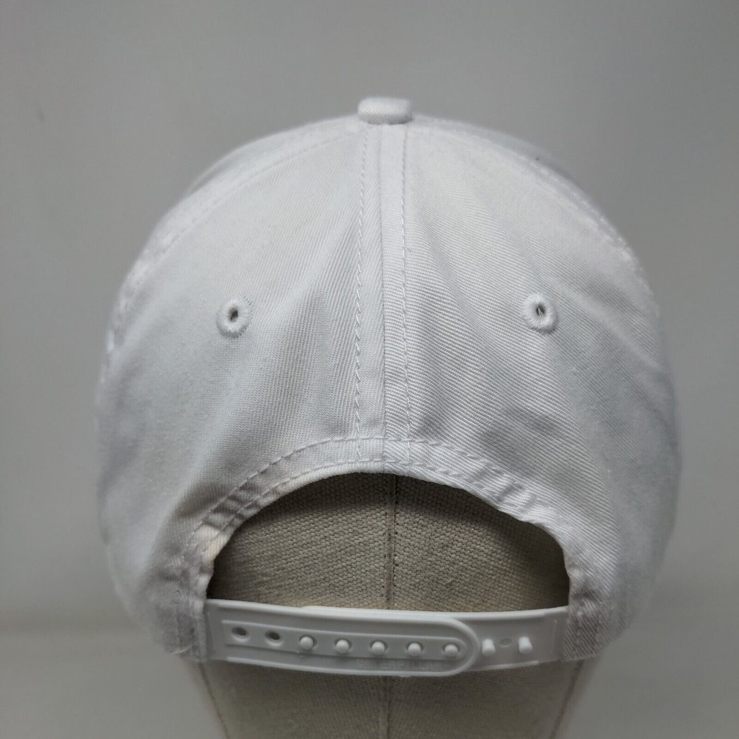 CAT Snapback Hat White One Size Adjustable Patch Logo Vented Holes 6 Panel