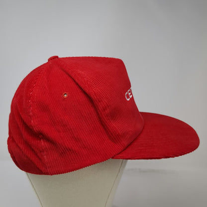 Trucker Red One Size Corduroy Snapback Hat Certified Graphic Embroidered Logo