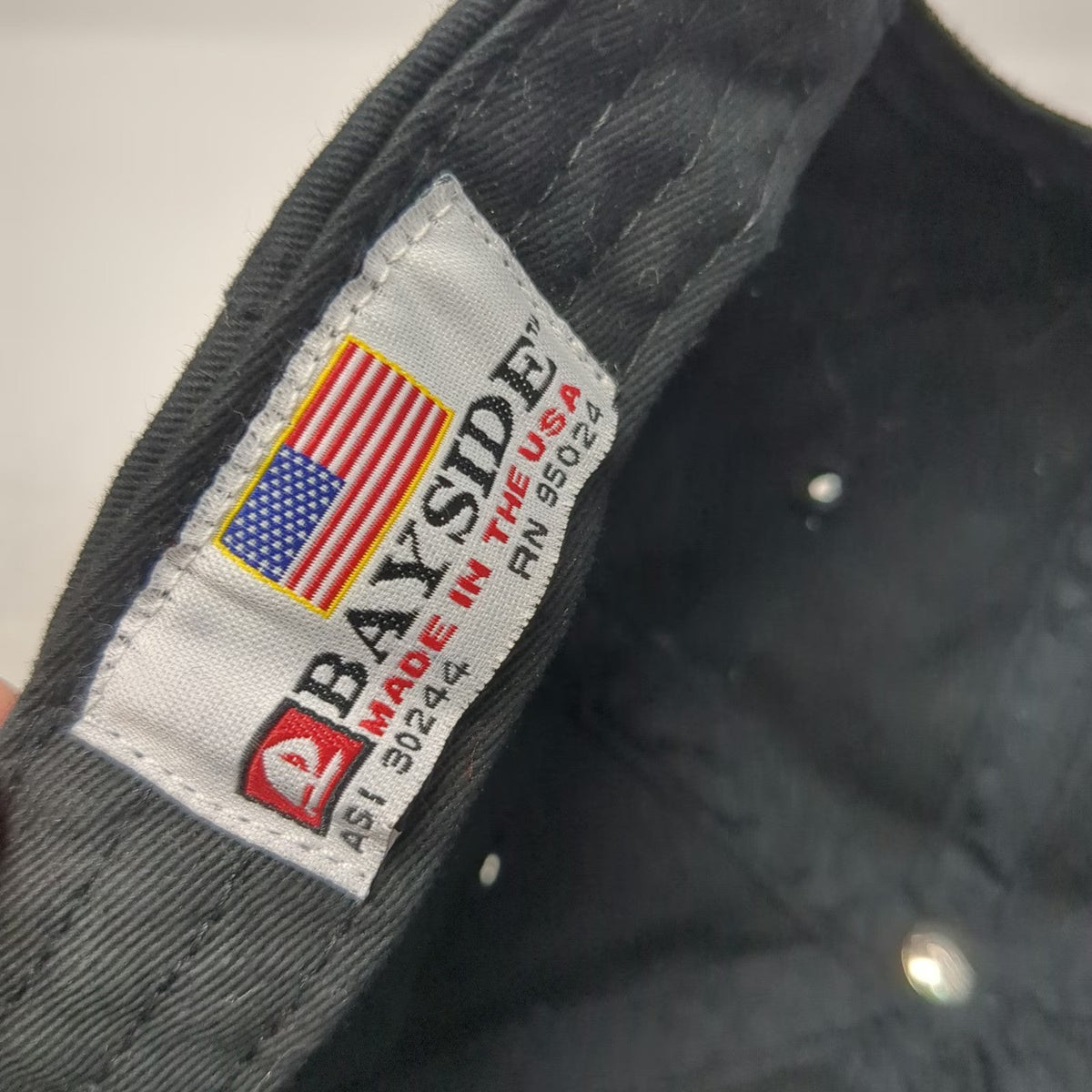 Bayside Baseball Cap Black One Size Wisconsin Brewing Co Hat USA Flag Adjustable