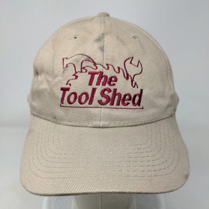 The Tool Shed Greenville SC Slideback Hat Tan OSFA Embroidered Four Seasons